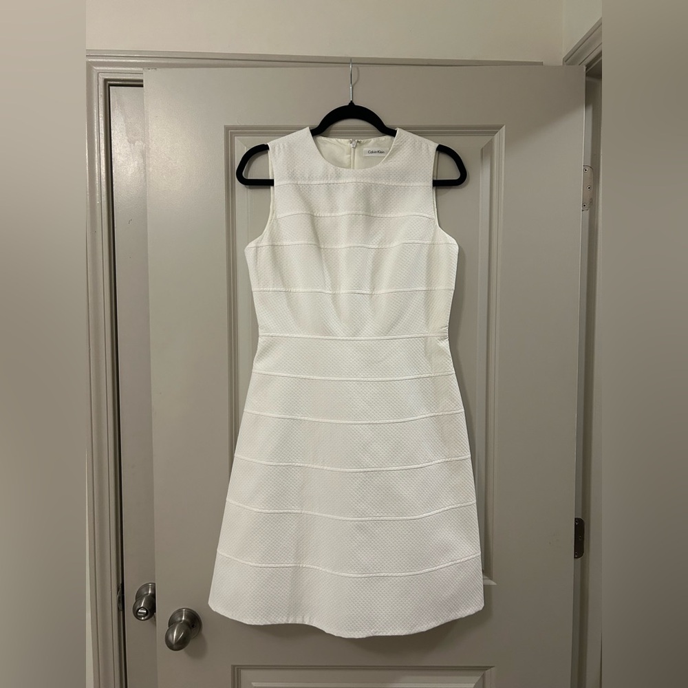 Calvin Klein Delicate Diamond & Swiss Dot Textured and Tiered Dress